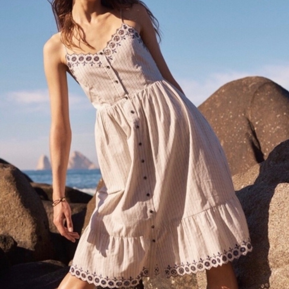 Heather Embroidered Striped Sundress